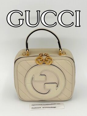 Gucci Blondie Two Way Top Handle Cream Leather with Gold Hardware Good Condition